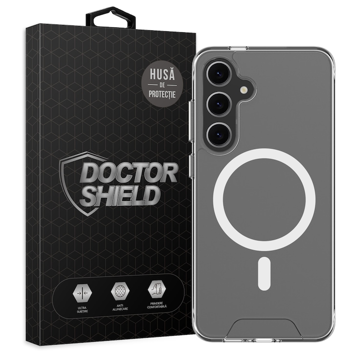 Husa de Protectie, Compatibila Samsung Galaxy S24 FE, Doctor Shield Fantom, MagSafe -Transparent