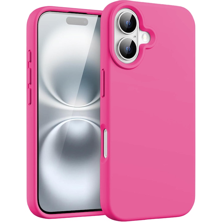 Husa CASEY STUDIOS™ compatibila cu iPhone 16 Plus, Soft Silicone Premium, Microfibra in Interior, Fuchsia, de Protectie, Ultra Slim, pentru Incarcare Wireless, Margini Ridicate de Protectia Ecranului si a Camerelor