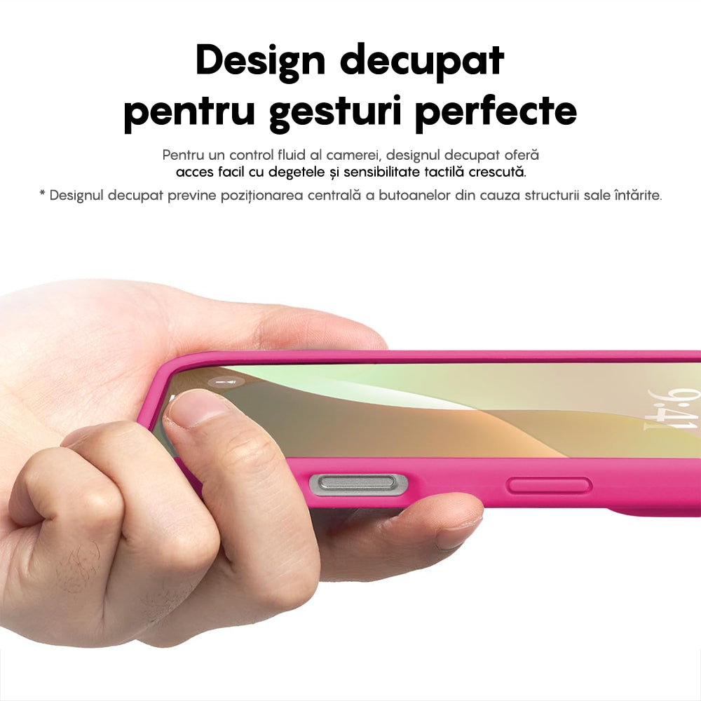 Husa CASEY STUDIOS™ compatibila cu iPhone 16 Plus, Soft Silicone Premium, Microfibra in Interior, Fuchsia, de Protectie, Ultra Slim, pentru Incarcare Wireless, Margini Ridicate de Protectia Ecranului si a Camerelor