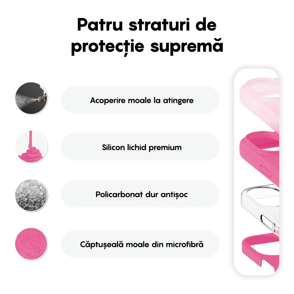 Husa CASEY STUDIOS™ compatibila cu iPhone 16 Plus, Soft Silicone Premium, Microfibra in Interior, Fuchsia, de Protectie, Ultra Slim, pentru Incarcare Wireless, Margini Ridicate de Protectia Ecranului si a Camerelor