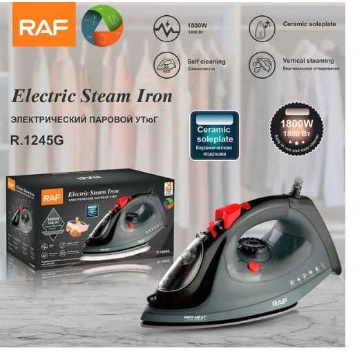 Fier de călcat profesional cu aburi Raf R.1245G – 1800W, cu talpă ceramică și funcție de autocurățare