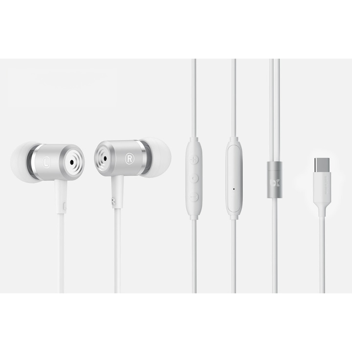 Casti cu fir, tip in-ear, sunet Hifi, alb