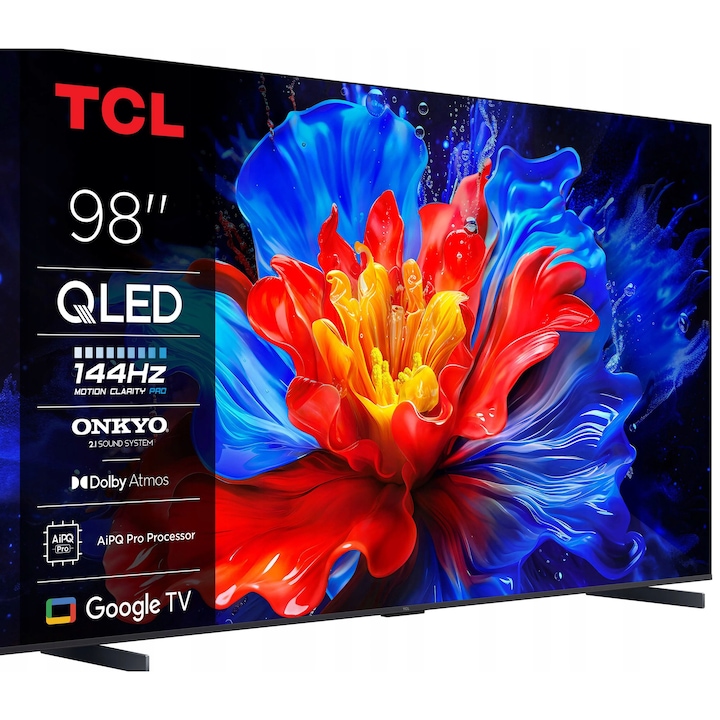 Televizor QLED 4K TCL P89K 98" Dolby Atmos, 120Hz, Wi-Fi, Negru