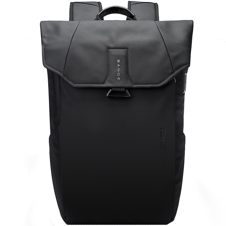 Rucsac laptop 15.6 inch, potrivit pentru calatorii, compartiment tableta, rezistent la stropi de apa, port USB, buzunar antifurt sistem fixare pe valiza, BANGE, BG2575BK, Negru