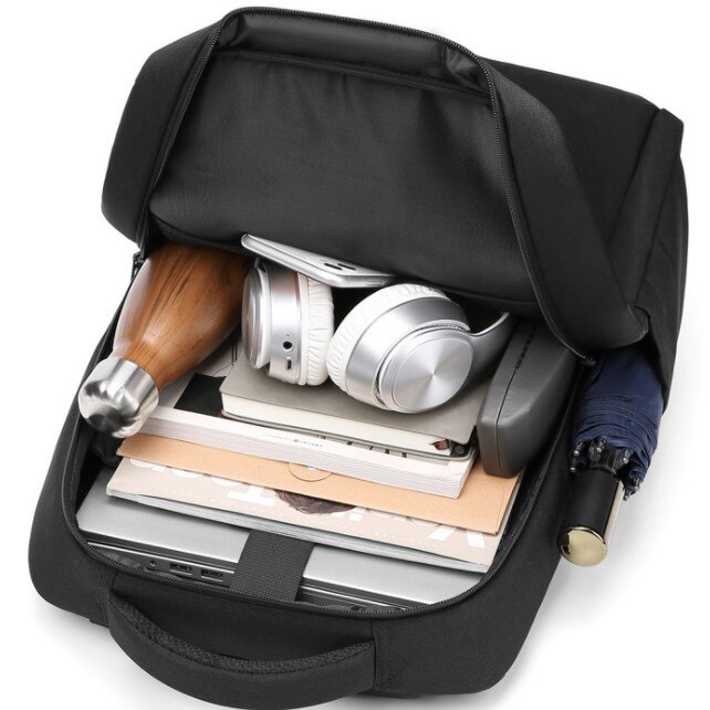 Rucsac laptop 15.6", casual, compact, impermeabil, Escalate, 43x14x28 cm, Negru