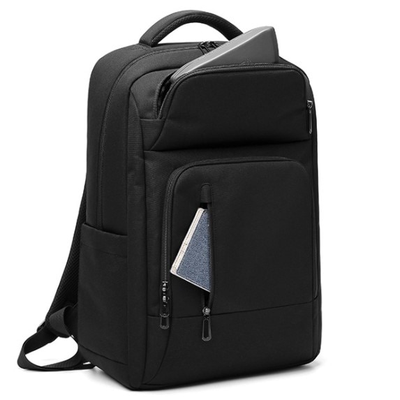 Rucsac laptop 15.6", casual, compact, impermeabil, Escalate, 43x14x28 cm, Negru