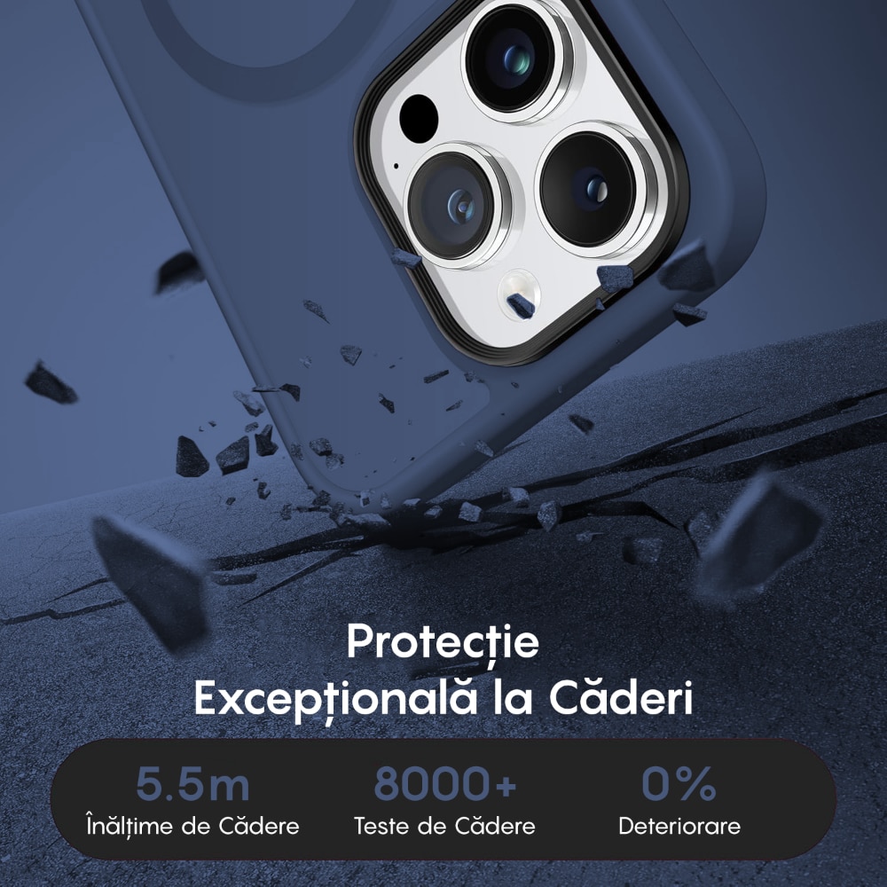 Husa compatibila cu Incarcare Magsafe pentru Apple iPhone 14 Pro Max, CASEY STUDIOS™, de Protectie, Slim, pentru Incarcare Wireless, Margini Ridicate pentru Protectia Ecranului si a Camerelor, Albastru Inchis