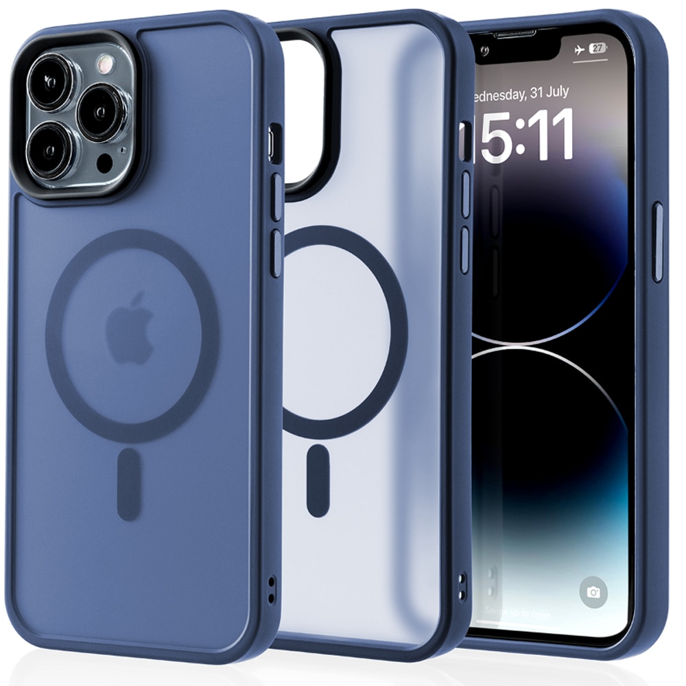 Husa compatibila cu Incarcare Magsafe pentru Apple iPhone 14 Pro Max, CASEY STUDIOS™, de Protectie, Slim, pentru Incarcare Wireless, Margini Ridicate pentru Protectia Ecranului si a Camerelor, Albastru Inchis
