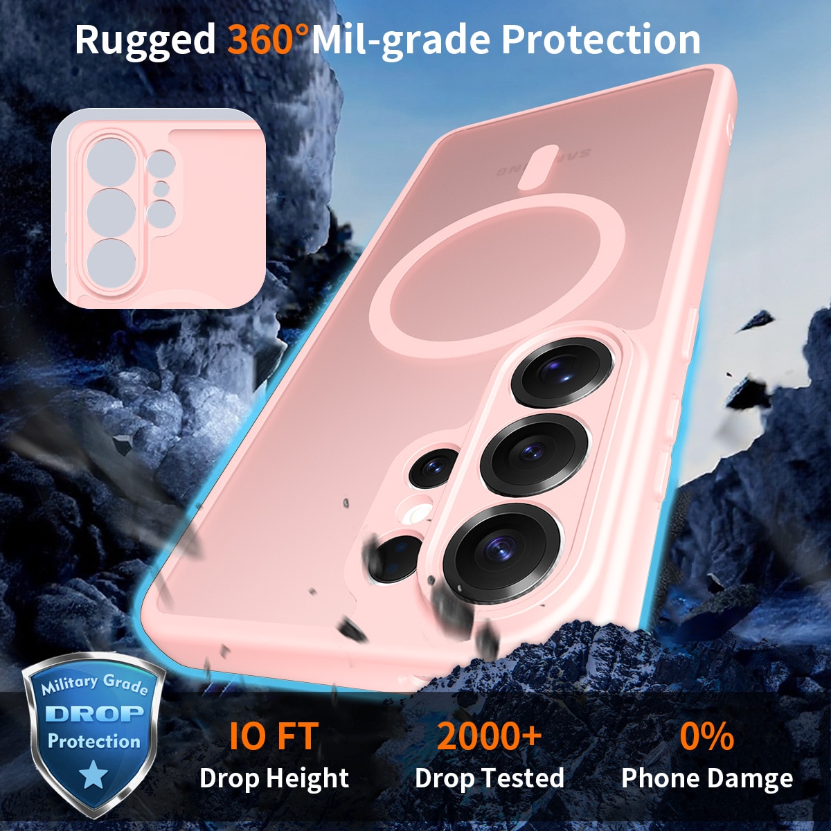 Husa de protectie pentru Samsung Galaxy S26 Ultra, Omelivon, MagSafe, Protectie completa, Anti-Soc, Decupaje Precise, Incarcare Wireless, Materiale Premium, Roz deschis
