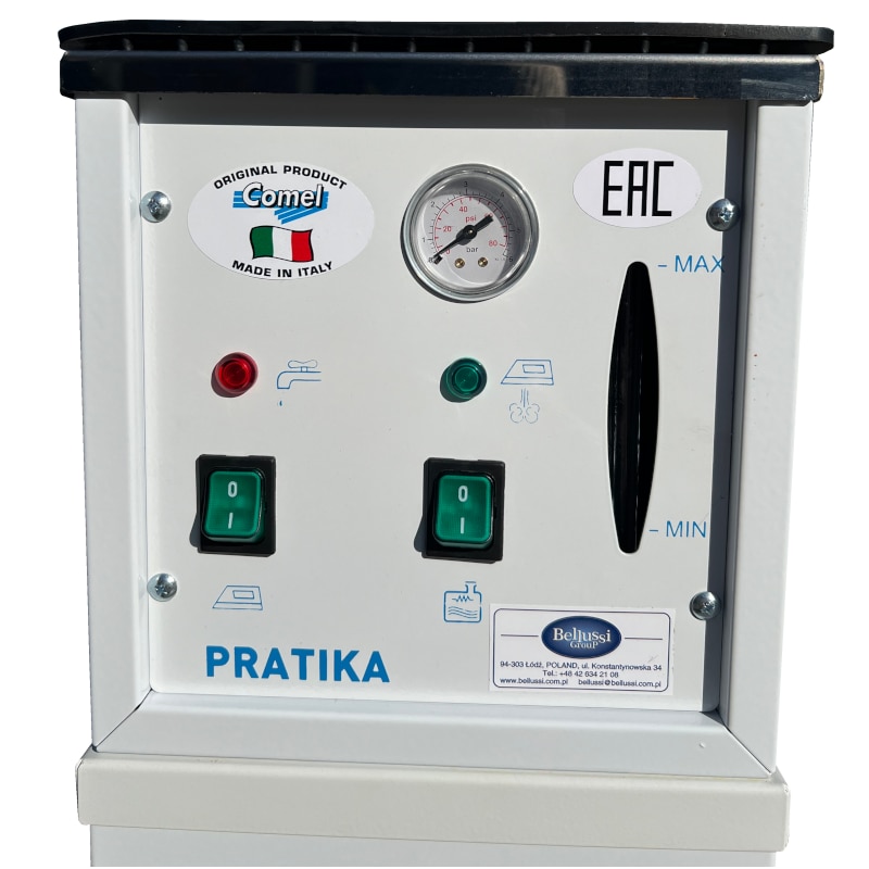 PRATIKA COMPLETA – Generator de abur industrial, cazan inox 5L, rezervor extern 8L, pompa semiautomata, supapa de siguranta, ideal pentru hoteluri, restaurante si ateliere textile