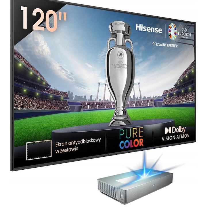 Televizor Laser 120" Hisense 4K, Dolby Atmos, HDR10, Srebrny