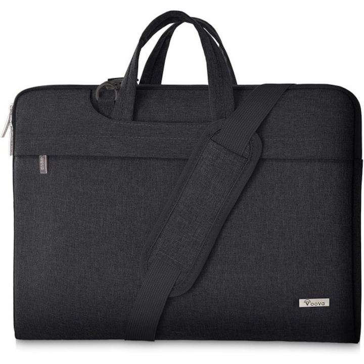 Geanta laptop, notebook compatibila Macbook Dell Acer HP Lenovo, impermeabila, v, negru, Interior: 43 x 31 x 2, 5 cm, Voova