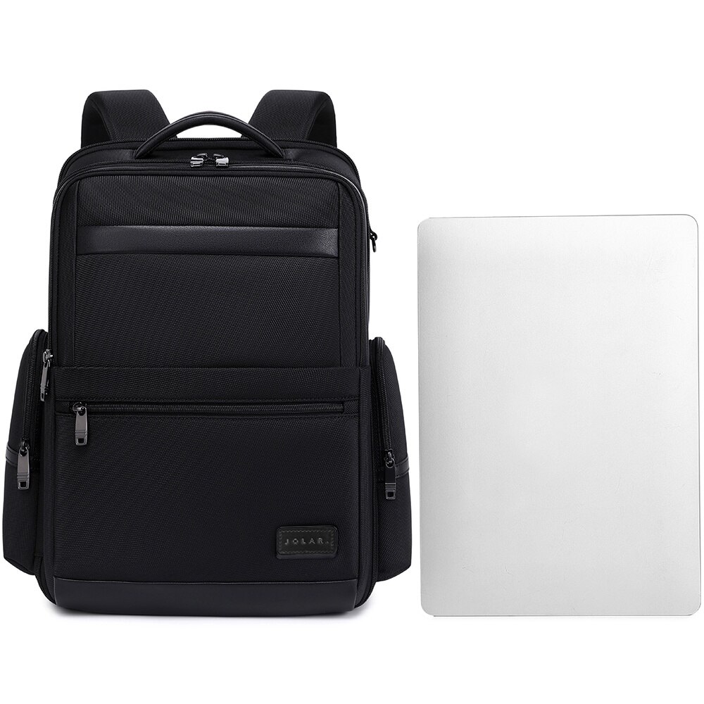 Rucsac business pentru barbati, compartiment separat pentru laptop 15.6 inch, business elegant cu port USB TYPE-C, din poliester este rezistent la apa si se fixeaza de valiza, JOLAR. KB02319BK Negru