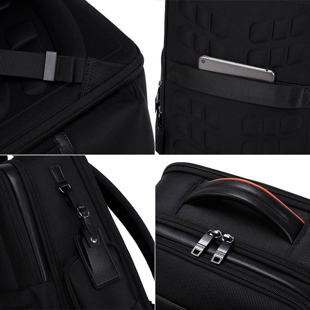 Rucsac business pentru barbati, compartiment separat pentru laptop 15.6 inch, business elegant cu port USB TYPE-C, din poliester este rezistent la apa si se fixeaza de valiza, JOLAR. KB02319BK Negru