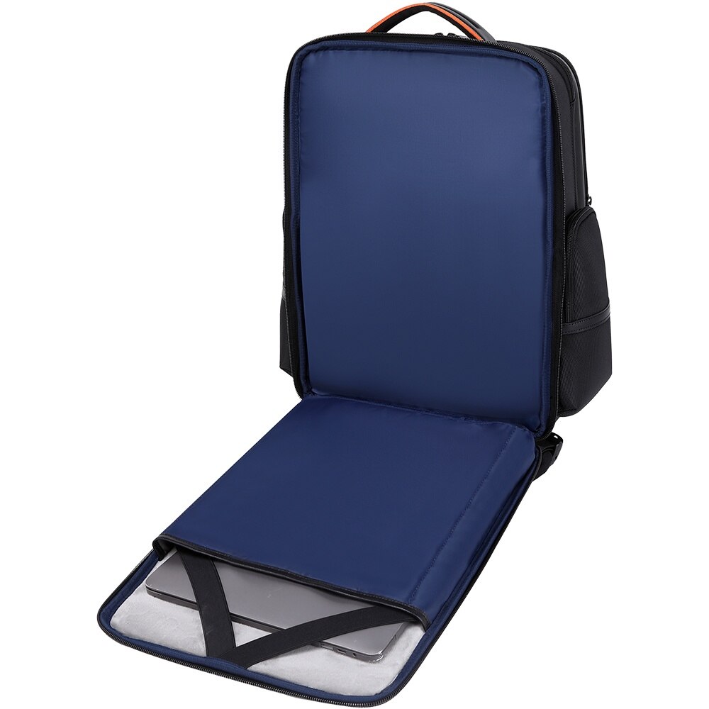 Rucsac business pentru barbati, compartiment separat pentru laptop 15.6 inch, business elegant cu port USB TYPE-C, din poliester este rezistent la apa si se fixeaza de valiza, JOLAR. KB02319BK Negru