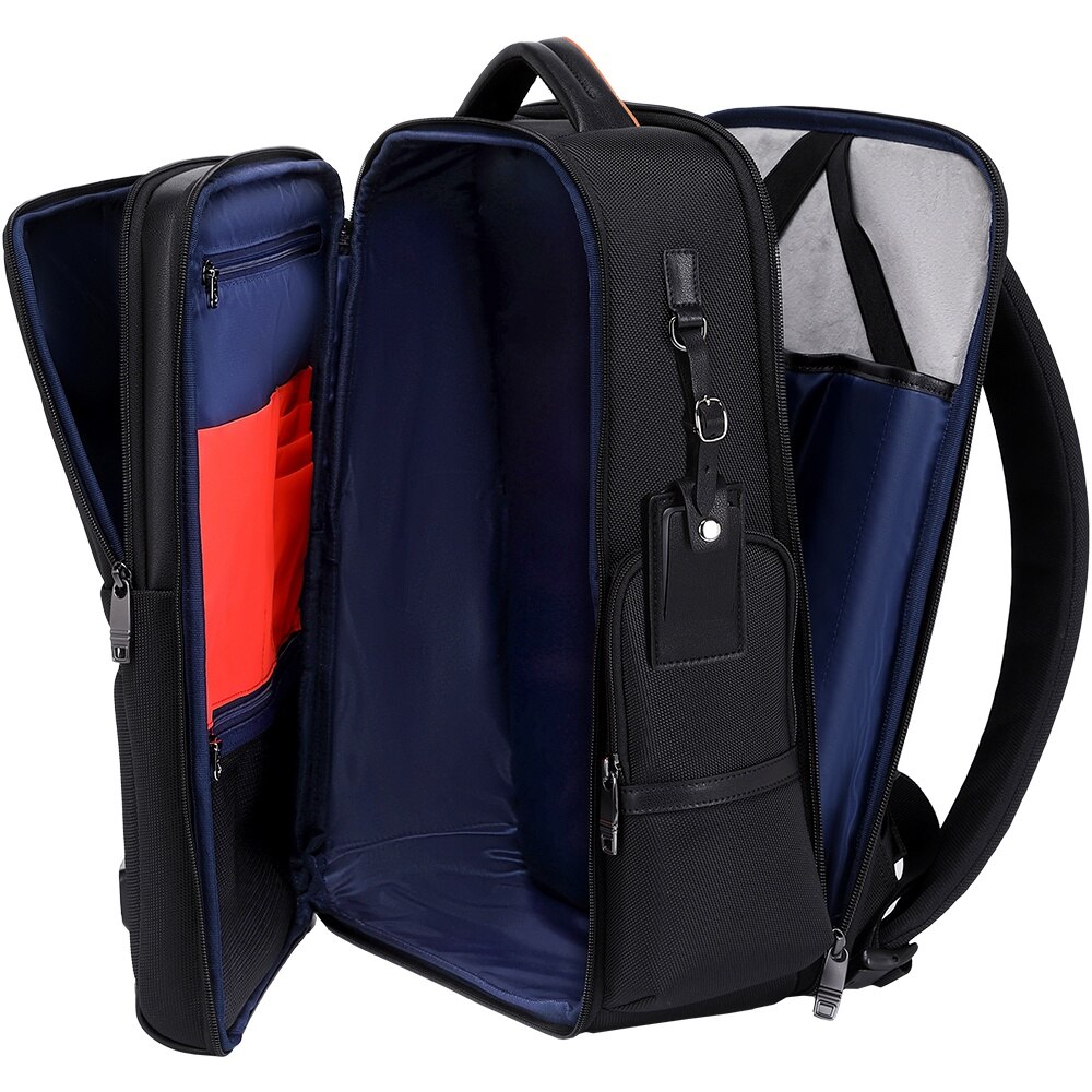 Rucsac business pentru barbati, compartiment separat pentru laptop 15.6 inch, business elegant cu port USB TYPE-C, din poliester este rezistent la apa si se fixeaza de valiza, JOLAR. KB02319BK Negru