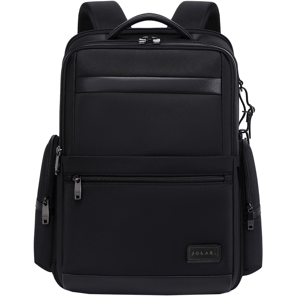 Rucsac business pentru barbati, compartiment separat pentru laptop 15.6 inch, business elegant cu port USB TYPE-C, din poliester este rezistent la apa si se fixeaza de valiza, JOLAR. KB02319BK Negru