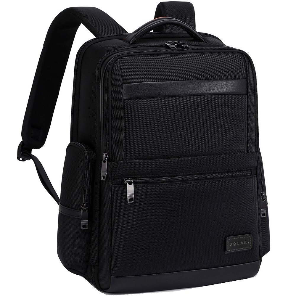 Rucsac business pentru barbati, compartiment separat pentru laptop 15.6 inch, business elegant cu port USB TYPE-C, din poliester este rezistent la apa si se fixeaza de valiza, JOLAR. KB02319BK Negru
