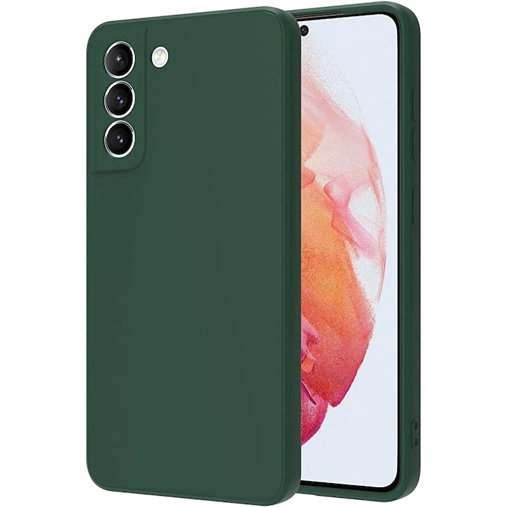 Husa Protectie, Flippy, compatibila cu Samsung S21 5G, Liquid Silicone, Verde