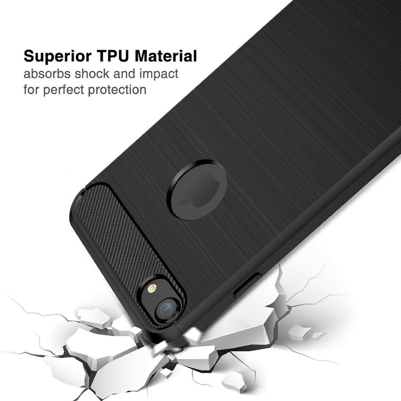 Husa pentru iPhone SE 2, SE 2020 / iPhone SE 3, SE 2022 - Techsuit Carbon Silicone - Black