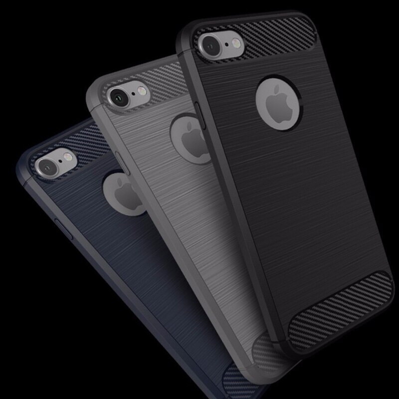 Husa pentru iPhone SE 2, SE 2020 / iPhone SE 3, SE 2022 - Techsuit Carbon Silicone - Black