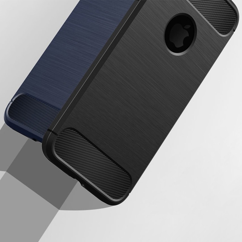 Husa pentru iPhone SE 2, SE 2020 / iPhone SE 3, SE 2022 - Techsuit Carbon Silicone - Black