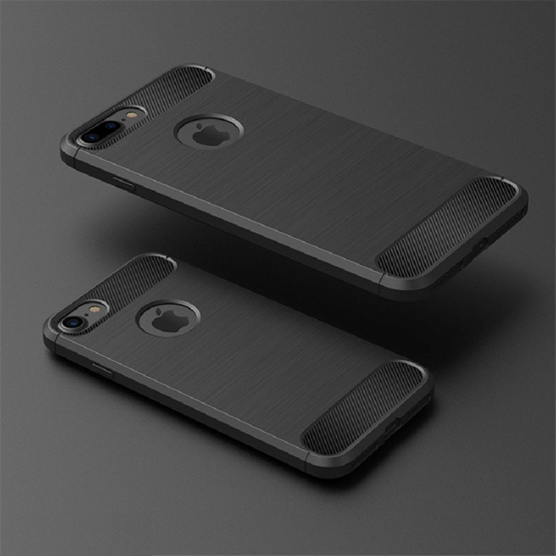 Husa pentru iPhone SE 2, SE 2020 / iPhone SE 3, SE 2022 - Techsuit Carbon Silicone - Black