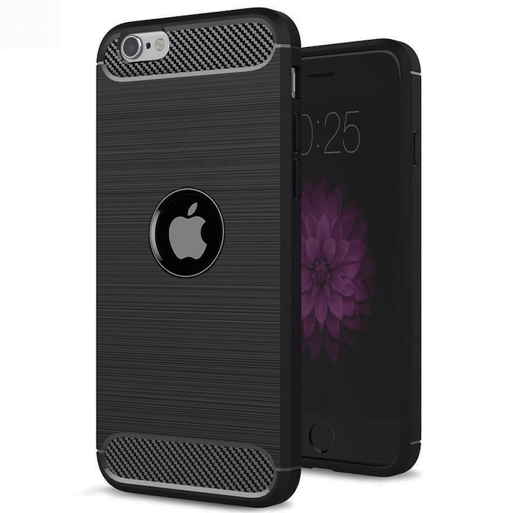 Husa pentru iPhone SE 2, SE 2020 / iPhone SE 3, SE 2022 - Techsuit Carbon Silicone - Black
