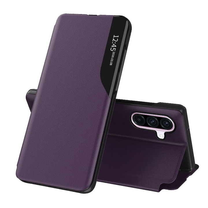 Husa pentru Samsung Galaxy A56 Tip Carte, S-View, Functie de Stand, Calitate Premium, Antisoc, Protectie Sporita, Mov