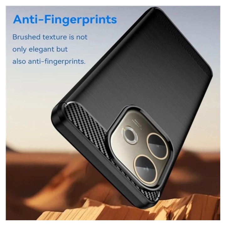 Husa Spate Upzz® Carbon Pro, Compatibila Cu Oppo A5 Pro 4G / A5 Pro 5G, Protectie Perfecta, Silicon, Negru
