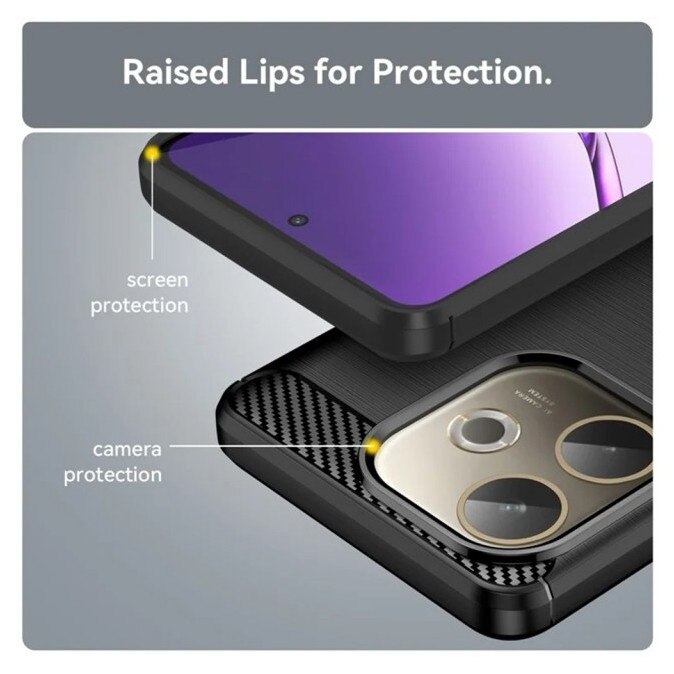 Husa Spate Upzz® Carbon Pro, Compatibila Cu Oppo A5 Pro 4G / A5 Pro 5G, Protectie Perfecta, Silicon, Negru