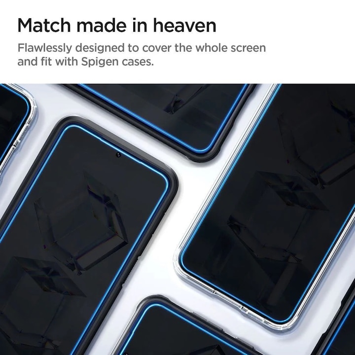 Set 2 folii sticla cu sistem de montare Case friendly Spigen GLAStR EZ FIT compatibil cu Samsung Galaxy S23 Plus