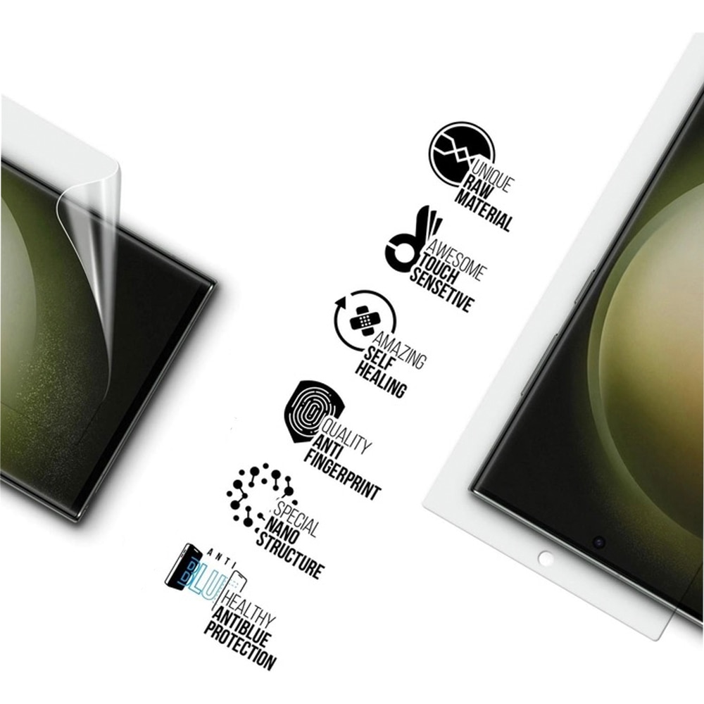 Folie Mata compatibila cu Samsung Galaxy S24 Ultra, Protect Shield Matte Finish, Anti-Glare, Anti reflexii, Rezistenta la utilizare intensa, Anti-UV, Anti-ingalbenire, Anti-Soc, Hydrogel regenerabil, Full Glue, Case-Friendly Cover