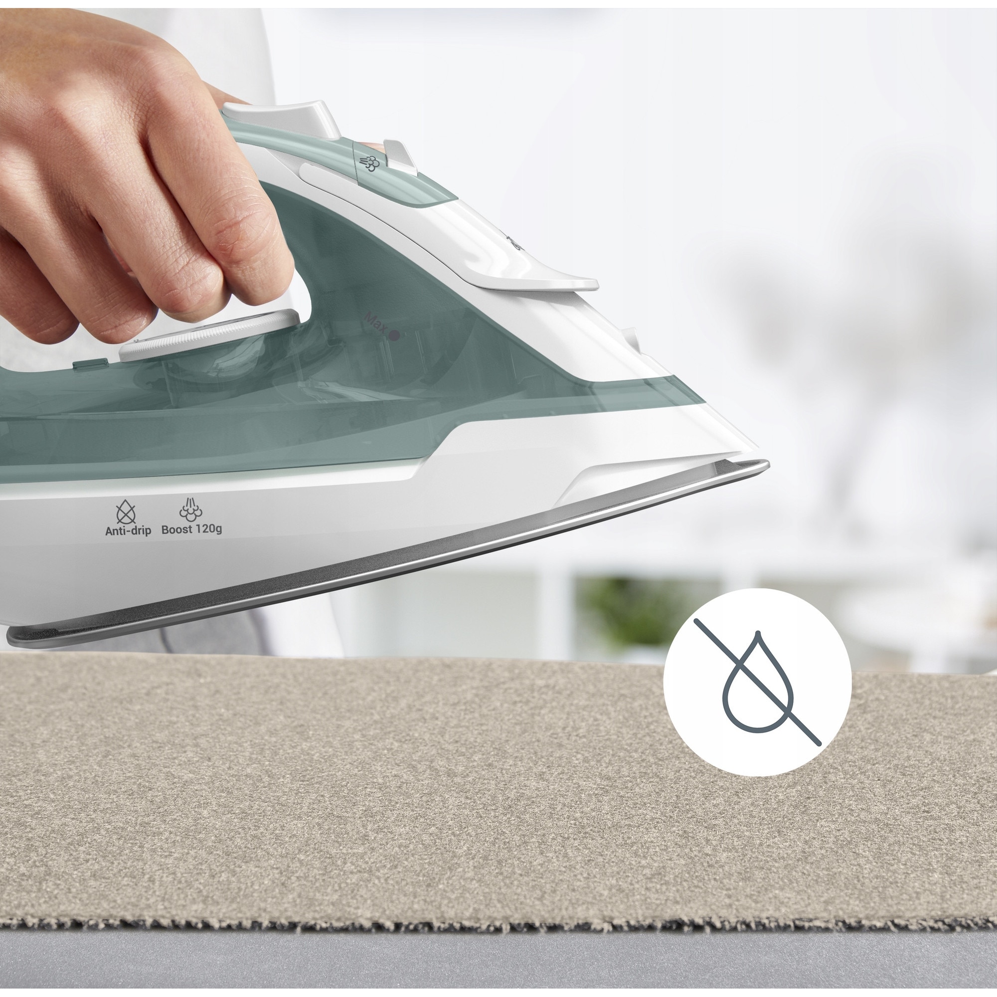 Fier de calcat cu abur Tefal Virtuo FV2C42, 2000 W, 27 g/min, verde, 240 ml