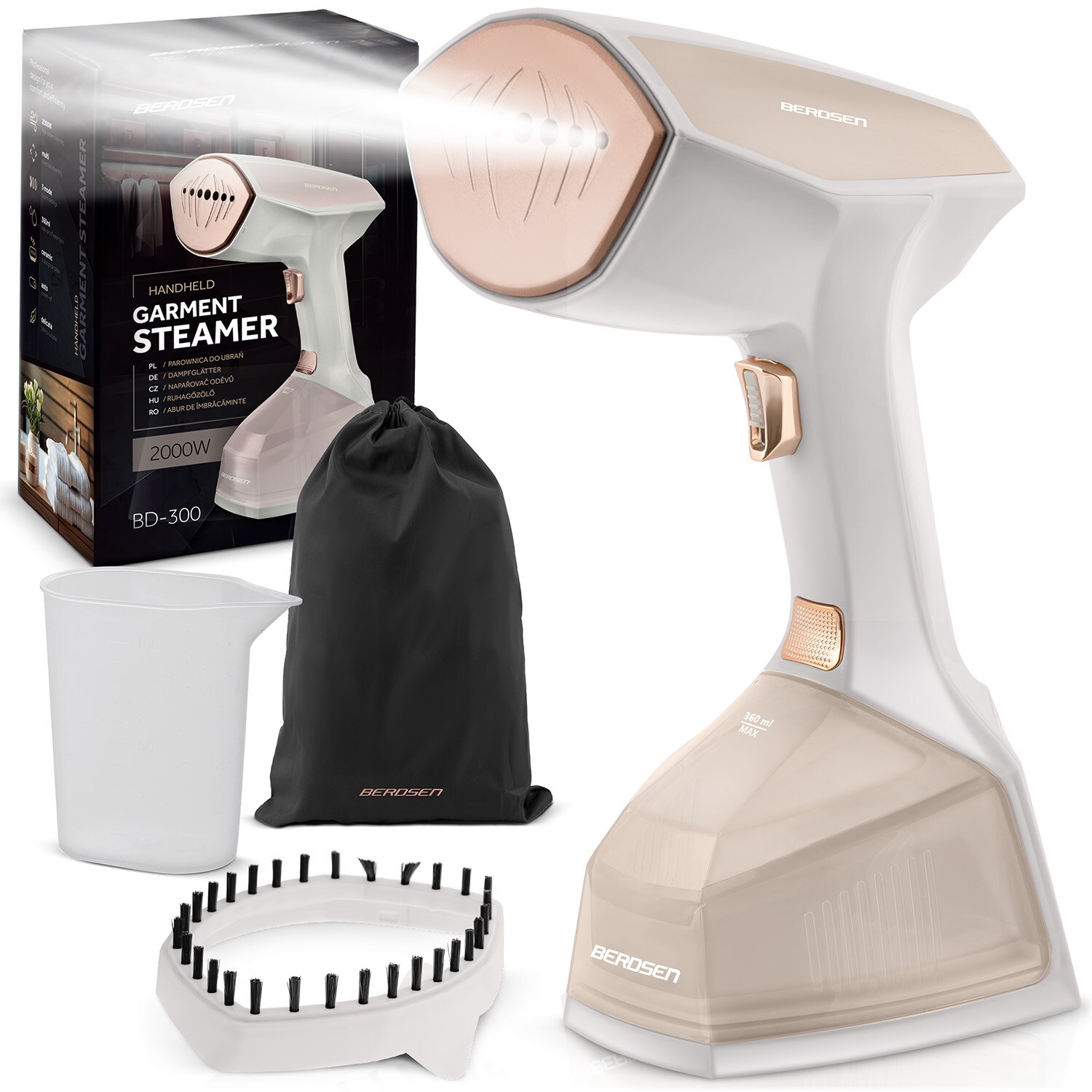Parownica Berdsen BD-300, 2000W, 45g/min, 360ml, set complet