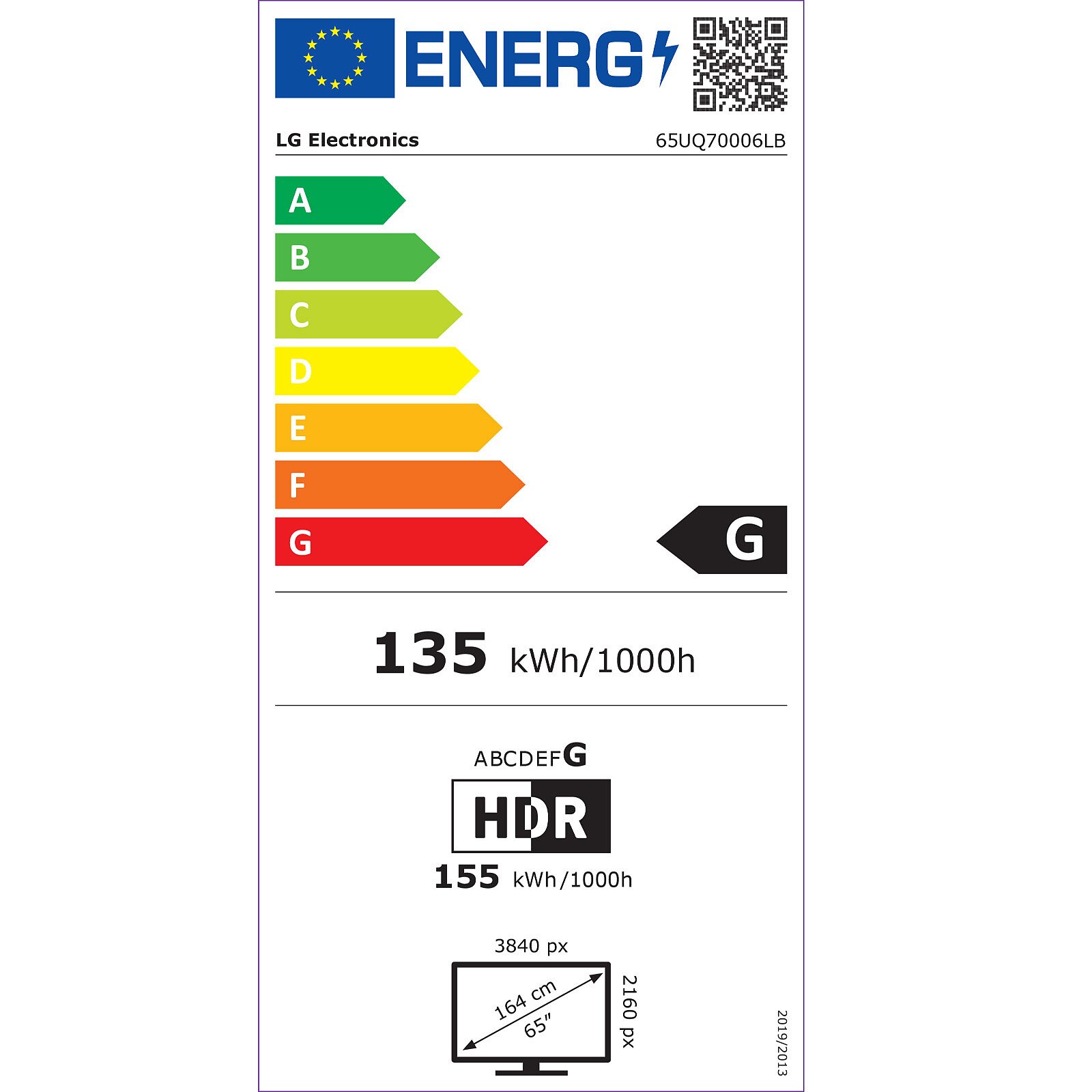 Televizor LG LED 65UQ70006LB, Smart TV 4K UHD, HDR, control vocal, functie de inregistrare, procesor 4K AI, 164 cm, negru