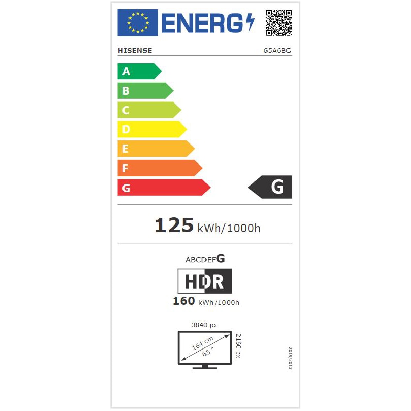 Televizor LED Hisense 65A6BG, 164 cm, 4K, Ultra HD, Clasa G
