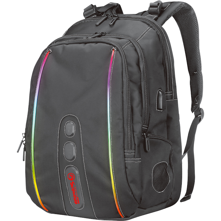 Rucsac gaming cu iluminare RGB Marvo BA-02, 15.6", boxa wireless integrata