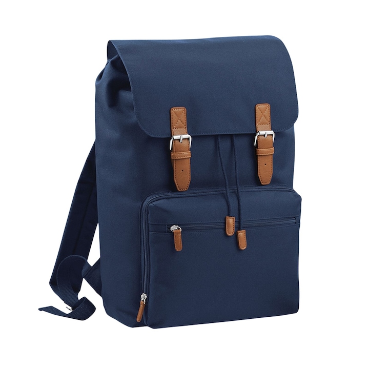 Rucsac vintage pentru laptop 13"-17", 3 buzunare, 6 compartimente, Ronic X, 30 x 46 x 17 cm, 18 l, navy