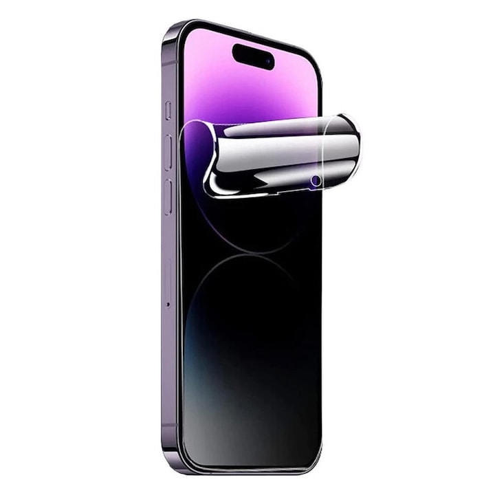 Folie Privacy Silicon Ecran pentru Apple iPhone 13, Silicon Hydrogel, Flexible Hydro-Crystal, Protectie Completa, Full Glue, Instalare usoara, Set complet pentru Instalare