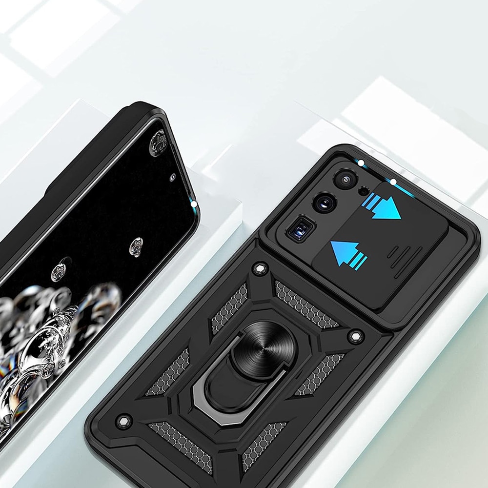 Husa pentru Samsung Galaxy S21 Plus 5G Premium Hybrid Armor Kickstand, Slider Camera, Antisoc, Protectie Superioara, Negru