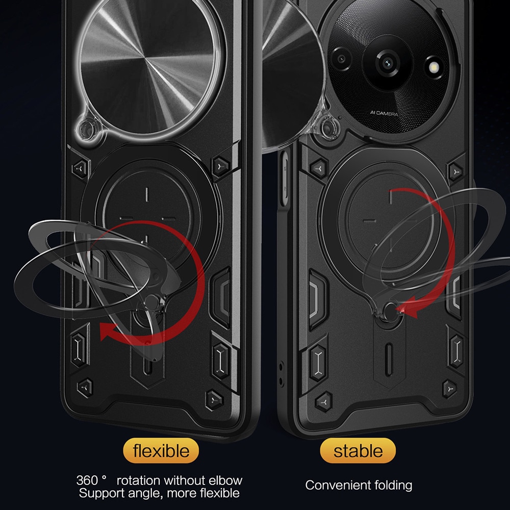 Husa pentru Honor Magic 8 Pro cu protectie pentru camera si suport magnetic integrat Ring Shockproof, negru