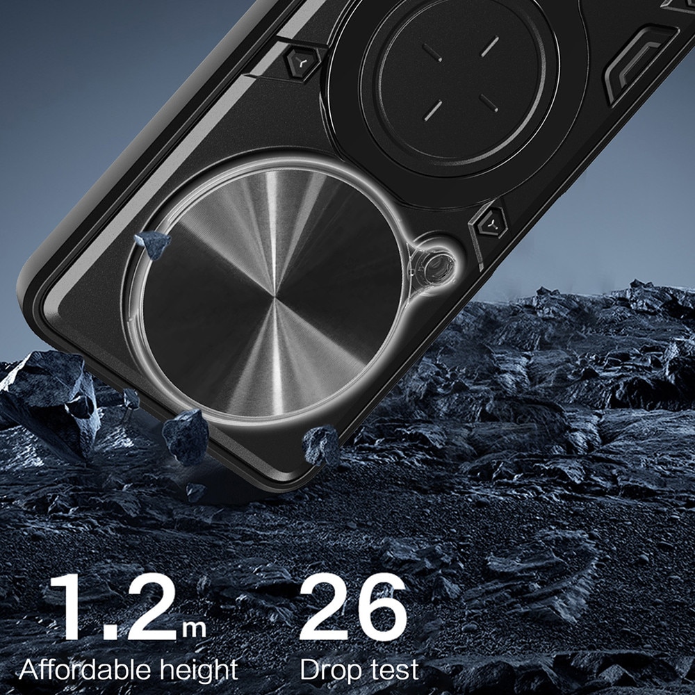 Husa pentru Honor Magic 8 Pro cu protectie pentru camera si suport magnetic integrat Ring Shockproof, negru