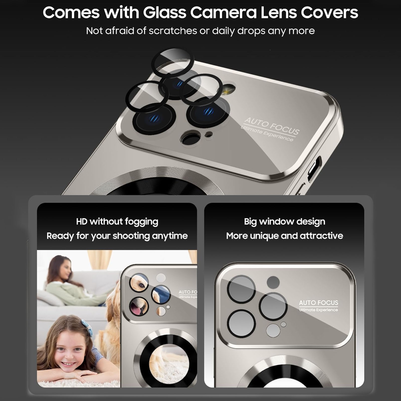 Husa pentru apple iPhone 16 promax, Axroad Mall, Husa compatibila cu Incarcare magsafe compatibila, Protectie completa camera, Rezistenta la socuri, Test de cadere de calitate militara, Placa din spate PC transparenta, Aurii