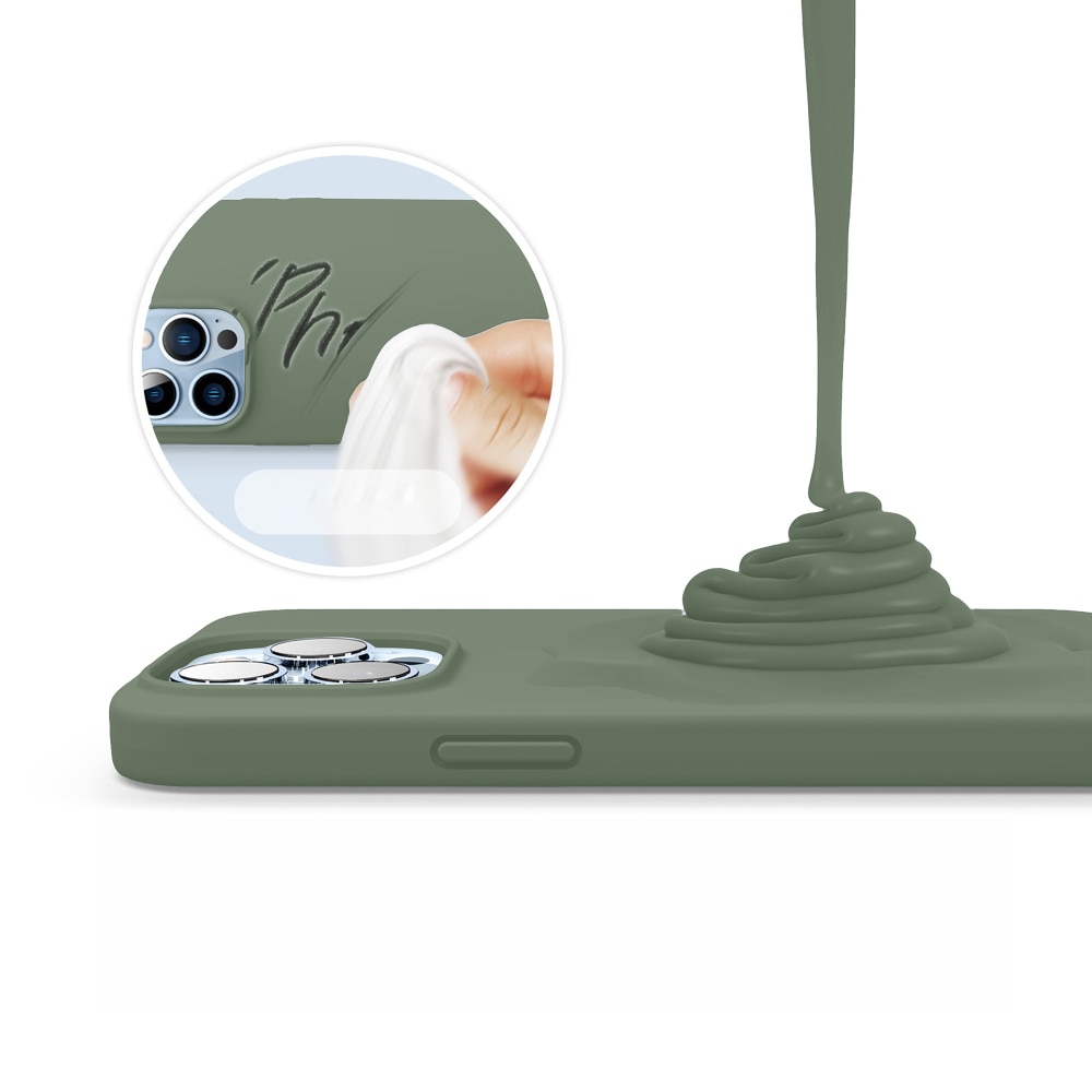 Husa CASEY STUDIOS™ pentru Apple iPhone 13 Pro Max, Soft Silicone Premium, Microfibra in Interior, Webster Green, de Protectie, Ultra Slim, pentru Incarcare Wireless, Margini Ridicate pentru Protectia Ecranului si a Camerelor