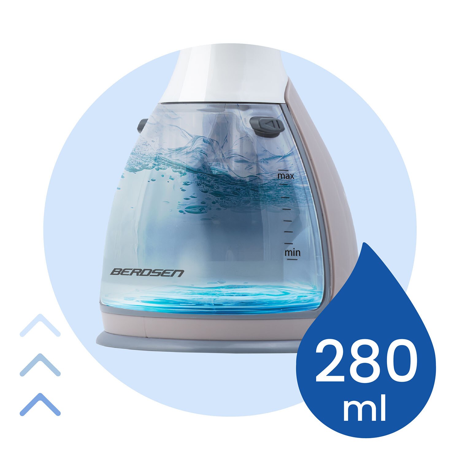 Parownica Berdsen 1500W, 32g/min, rezervor 280ml, set cu perie
