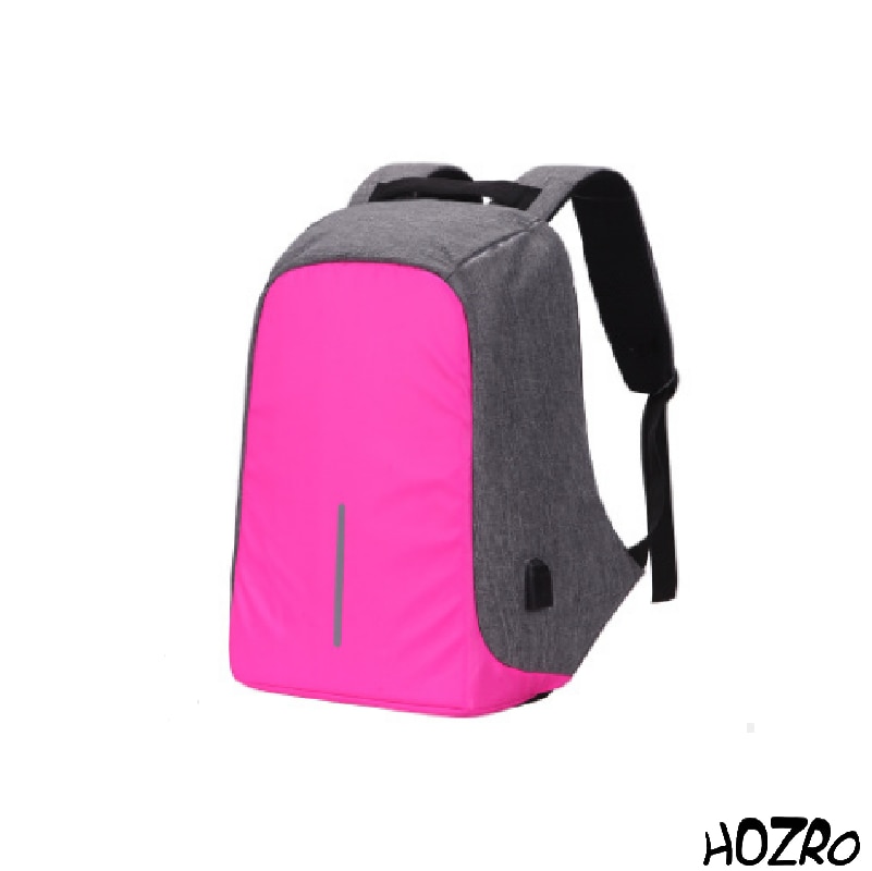 Rucsac Laptop HOZRO, 14 inch, Port USB, Poliester, Roz, 40x28x13cm