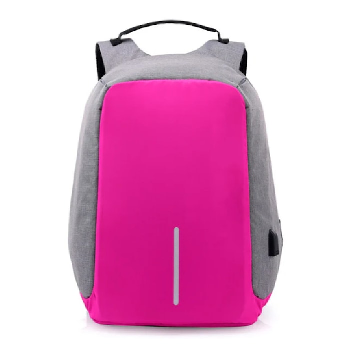 Rucsac Laptop HOZRO, 14 inch, Port USB, Poliester, Roz, 40x28x13cm