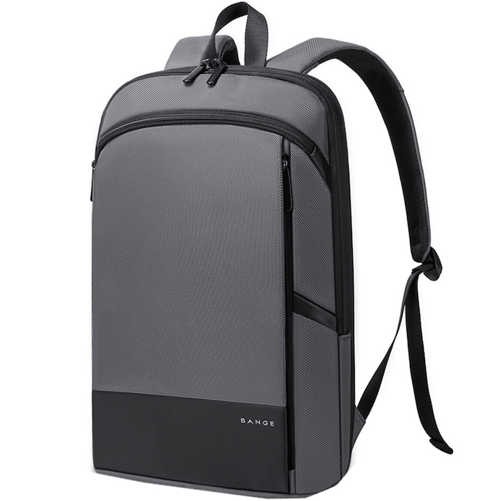 Rucsac laptop 15.6 inch, extensibil, buzunar antifurt, sistem fixare pe valiza, rezistent la stropi de apa, model ingust, design minimalist, BANGE, BG77115GY