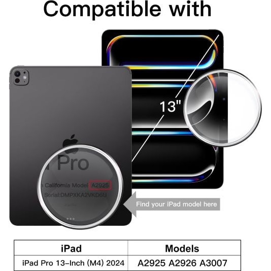 Husa 360 Smart Cover compatibila cu iPad Pro 13" M4/M5 2024/2025, Pencil Slot Rebound, Wake-Sleep, Camera Protection, Negru